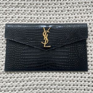 YSL Uptown Clutch Crocodile-Embossed Leather with *OPTIONAL* Purse Organizer